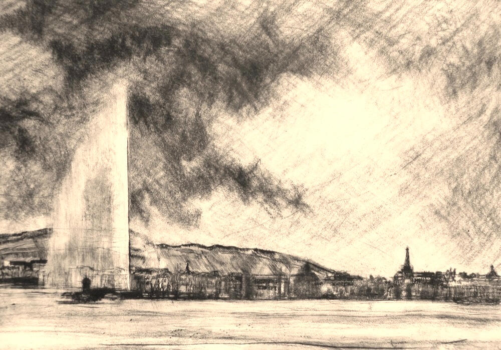 Jet d’Eau - Geneva * Drypoint