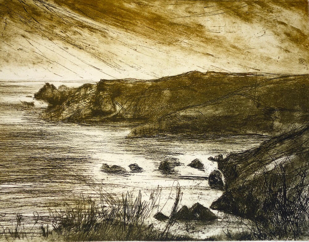 Afternoons Light – Logan’s Rock, Cornwall * Hardground/Whiteground Etching