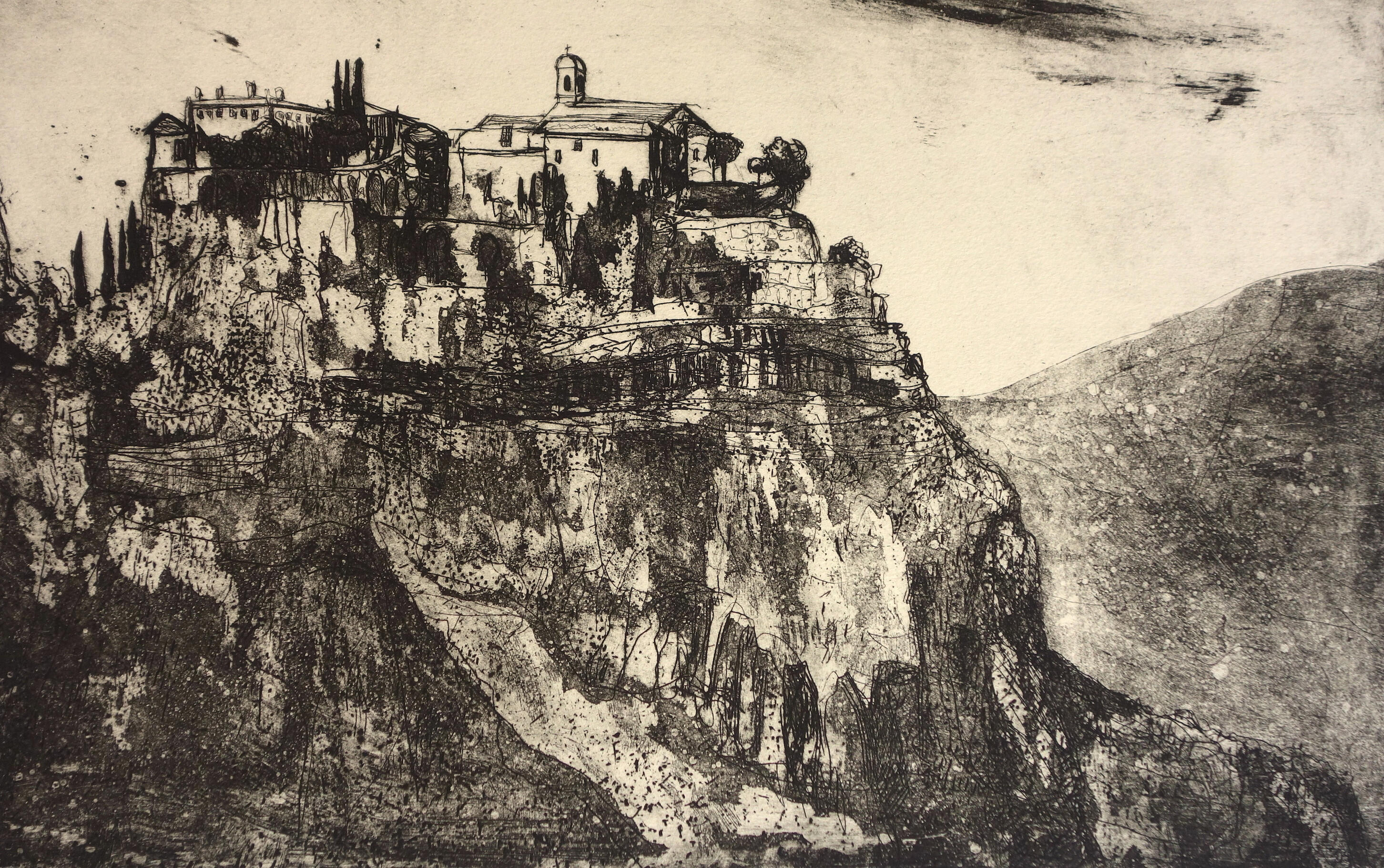 Gourdon - Cote d'azur * Whiteground/Hardground Etching