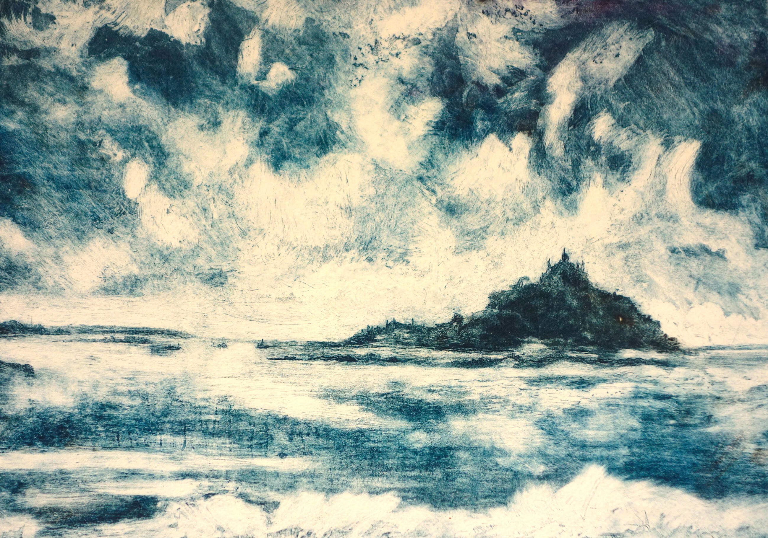 Diffused Light over Mount’s Bay - Cornwall * Whiteground Etching