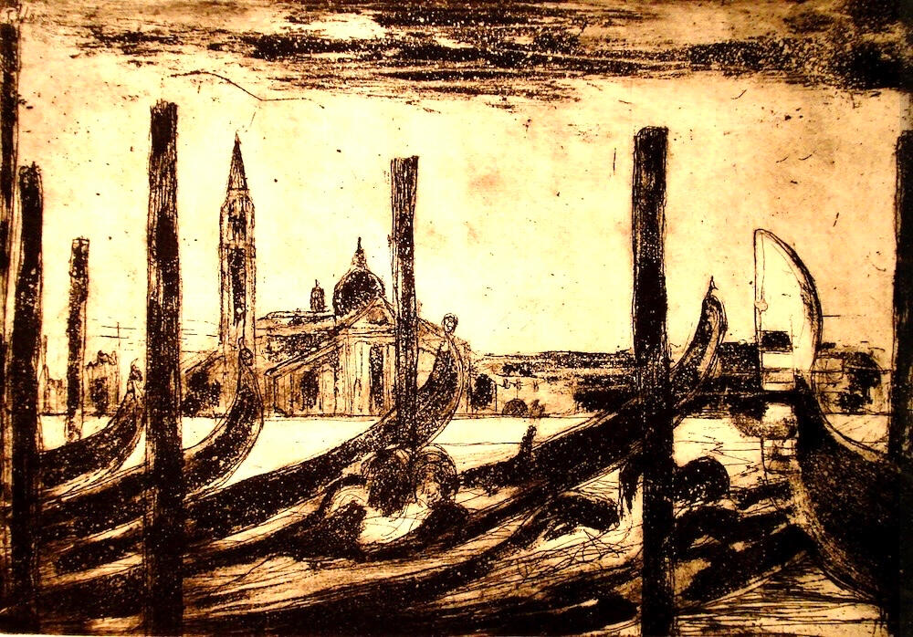 Gondola’s - Venice * Whiteground/Hardground Etching