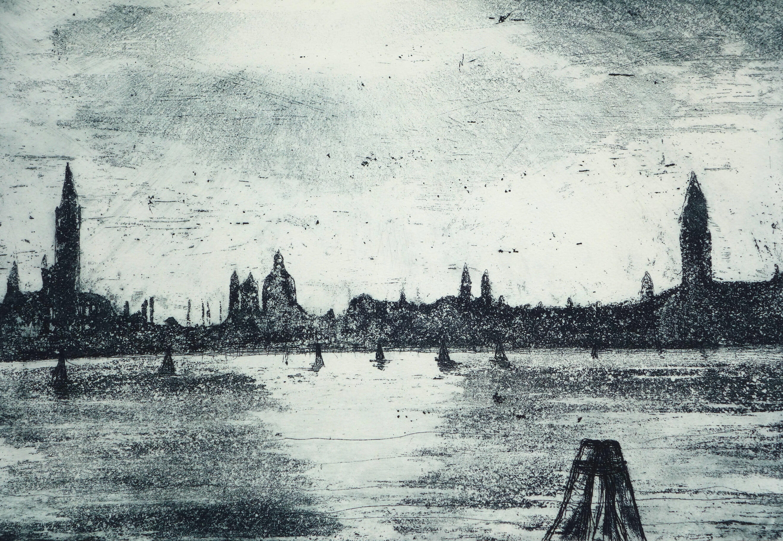 Afternoons light - Venice * Whiteground/Hardground Etching